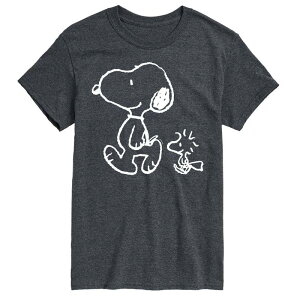 �A�j���L�����N�^�[ �����Y �g�b�v�X T�V���c �g�[�� �O���t�B�b�N Licensed Character Big & Tall Peanutsnoopy Woodstock Walk Graphic Tee Gray �O���[