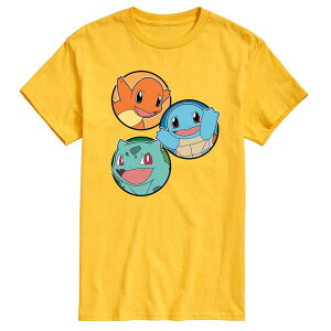 �A�j���L�����N�^�[ �����Y �g�b�v�X T�V���c �O���t�B�b�N Licensed Character Men's Pokemon Squirtle Bulbasaur Charmander Graphic Tee Yellow �C�G���[