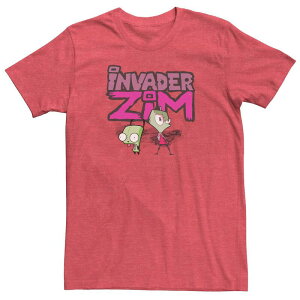 �A�j���L�����N�^�[ �����Y �g�b�v�X T�V���c ���S Licensed Character Men's Invader Zim and Gir Painted Logo Tee Red Heather �w�U�[