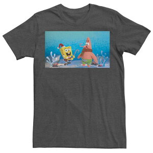 �A�j���L�����N�^�[ �����Y �g�b�v�X T�V���c �p���c Licensed Character Men'spongebob Squarepants Patrick Star Christmas Buddies Tee Charcoal Heather �`���R�[��