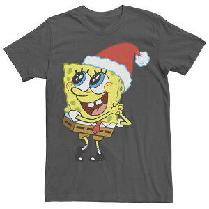 �A�j���L�����N�^�[ �����Y �g�b�v�X T�V���c �p���c Licensed Character Men'spongebob Squarepantsanta Hat Dreaming Of Christmas Tee Charcoal �`���R�[��