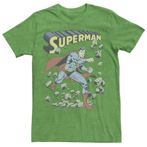 �A�j���L�����N�^�[ �����Y �g�b�v�X T�V���c ���B���e�[�W Licensed Character Men's DComicsuperman With Rocks Vintage Poster Tee Kelly Heather �w�U�[