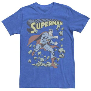 �A�j���L�����N�^�[ �����Y �g�b�v�X T�V���c ���B���e�[�W Licensed Character Men's DComicsuperman With Rocks Vintage Poster Tee Royal Heather �w�U�[