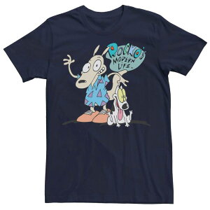 �A�j���L�����N�^�[ �����Y �g�b�v�X T�V���c Licensed Character Men's Nickelodeon Rocko's Modern Life Show Intro Tee Navy �l�C�r�[