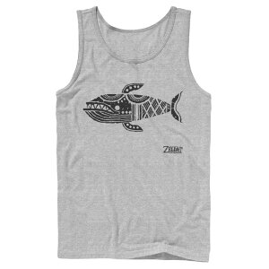 �A�j���L�����N�^�[ �����Y �g�b�v�X T�V���c ���S Licensed Character Men's Nintendo Legend Of Zelda Links Awakening Whale Glyph Portrait Logo Tank Top Athletic Heather �w�U�[