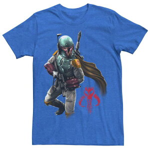 �X�^�[ �E�H�[�Y �����Y �g�b�v�X T�V���c Men'star Wars Boba Fett Grunge Profile Tee Royal Heather �w�U�[