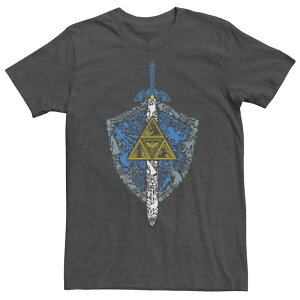 �A�j���L�����N�^�[ �����Y �g�b�v�X T�V���c Licensed Character Men's Nintendo Zelda Hylian Shield Element Icons Tee Charcoal Heather �`���R�[��