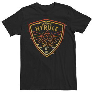 �A�j���L�����N�^�[ �����Y �g�b�v�X T�V���c Licensed Character Men's Nintendo The Legend Of Zelda Explore Hyrule Badge Tee Black �u���b�N