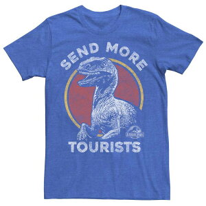 �A�j���L�����N�^�[ �����Y �g�b�v�X T�V���c Licensed Character Men's Jurassic Park Raptor Saysend More Tourists Tee Royal Heather �w�U�[