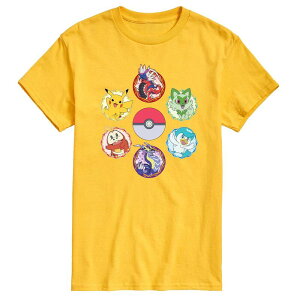 �A�j���L�����N�^�[ �����Y �g�b�v�X T�V���c �O���t�B�b�N Licensed Character Men's Pokemon Sparkle Badges Graphic Tee Yellow �C�G���[