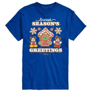 �f�B�Y�j�[ �����Y �g�b�v�X T�V���c �O���t�B�b�N Disney's Mickey & Minnie Mouse Men'sweet Seasons Greetings Graphic Tee Royal Blue �u���[