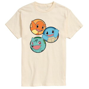 �A�j���L�����N�^�[ �����Y �g�b�v�X T�V���c �O���t�B�b�N Licensed Character Men's Pokemon Squirtle Bulbasaur Charmander Graphic Tee Cream �N���[��