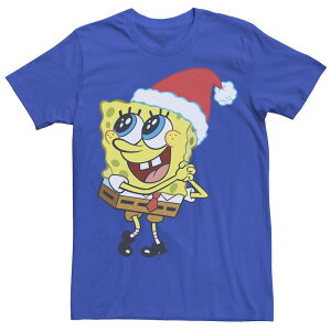 �A�j���L�����N�^�[ �����Y �g�b�v�X T�V���c �p���c Licensed Character Men'spongebob Squarepantsanta Hat Dreaming Of Christmas Tee Royal