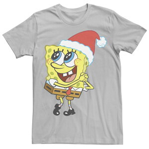 �A�j���L�����N�^�[ �����Y �g�b�v�X T�V���c �p���c Licensed Character Men'spongebob Squarepantsanta Hat Dreaming Of Christmas Tee Silver �V���o�[