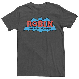 �A�j���L�����N�^�[ �����Y �g�b�v�X T�V���c ���S Licensed Character Men's DComics Robin The Teen Wonder Classic Logo Tee Charcoal Heather �`���R�[��