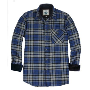 �W���x���e�B �����Y �g�b�v�X T�V���c �R�[�f�����C �R���g���X�g �R�b�g�� Gioberti Men's 100% Cotton Brushed Flannel Plaid Checkered Shirt with Corduroy Contrast Gray Royal Black �u���b�N