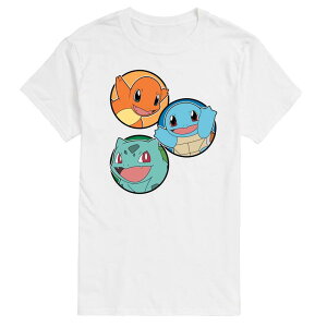 �A�j���L�����N�^�[ �����Y �g�b�v�X T�V���c �O���t�B�b�N Licensed Character Men's Pokemon Squirtle Bulbasaur Charmander Graphic Tee White �z���C�g