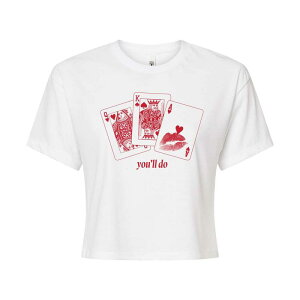 �A�j���L�����N�^�[ ���f�B�[�X �g�b�v�X T�V���c �N���b�v�h Licensed Character Juniors' You'll Do Playing Cards Cropped Tee White �z���C�g
