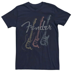 �A�j���L�����N�^�[ �����Y �g�b�v�X T�V���c ���S �O���t�B�b�N Licensed Character Men's Fender Stacked Guitar Faded Logo Graphic Tee Navy �l�C�r�[