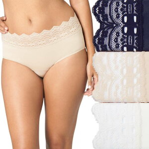 �I���K ���f�B�[�X �A���_�[�E�F�A �p���c Women's Olga by Warner's 3-pack Secret Hug Hipster Panty Set 0913J3 Evening Blue Asst �u���[