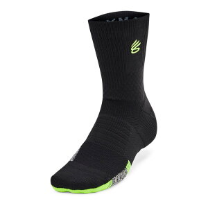 �A���_�[�A�[�}�[ �����Y �A���_�[�E�F�A �C�� Men's Under Armour Curry ArmourDry Playmaker Mid-Crew Socks Black Hi Vis �u���b�N
