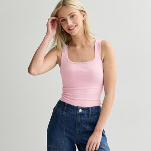 �G�X�I�[ ���f�B�[�X �g�b�v�X T�V���c Juniors' SO Square Neck Tank Top Jacqueline Pink �s���N