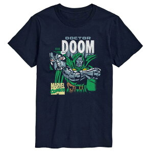 �}�[�x�� �����Y �g�b�v�X T�V���c �g�[�� �O���t�B�b�N Big & Tall Marvel Doctor Doom Comic Panel Distressed Graphic Tee Navy �l�C�r�[