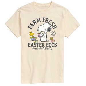 �A�j���L�����N�^�[ �����Y �g�b�v�X T�V���c �O���t�B�b�N Licensed Character Men's Peanuts Farm Fresh Easter Eggs Paintedaily Graphic Tee Cream �N���[��