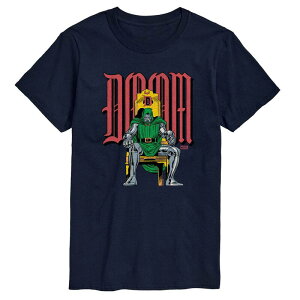 �}�[�x�� �����Y �g�b�v�X T�V���c �O���t�B�b�N Men's Marvel Doctor Doom Throne Distressed Graphic Tee Navy �l�C�r�[
