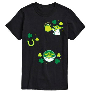 �X�^�[ �E�H�[�Y �����Y �g�b�v�X T�V���c �g�[�� �O���t�B�b�N Big & Tall Star Wars The Mandalorian Grogu St. Patrick's Day Icons Graphic Tee Black �u���b�N