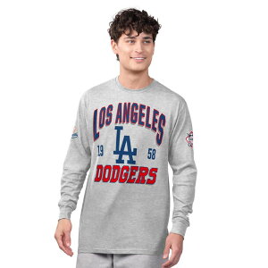 �X�^�[�^�[ �����Y �g�b�v�X T�V���c Men'starter Heather Gray/Royalos Angeles Dodgers Two-Pack Long Sleeve & Short Sleeve T-Shirt Set Lad Blue �u���[