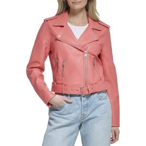 ���[�o�C�X ���f�B�[�X �A�E�^�[ �W���P�b�g�E�u���]�� ���U�[ �t�F�C�N���U�[ Women's Levi's Belted Faux Leather Motorcycle Jacket Coral Sea �R�[����