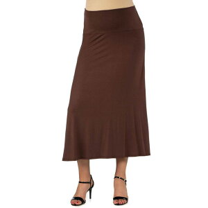 24 �Z�u���R���t�H�[�g ���f�B�[�X �{�g���X�J�[�g �}�^�j�e�B �}�L�V Maternity 24Seven Comfort Apparelastic Waist Maxi Skirt Brown �u���E��