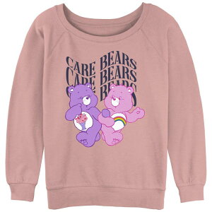 �A�j���L�����N�^�[ ���f�B�[�X �g�b�v�X T�V���c �p�C�� �O���t�B�b�N Licensed Character Juniors' Care Bearshare And Cheer Holding Slouchy Terry Graphic Pullover Desert Pink �s���N