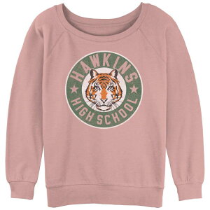 �A�j���L�����N�^�[ ���f�B�[�X �g�b�v�X T�V���c �p�C�� ���S Licensed Character Juniors' Netflix Stranger Things Hawkins High Schoologo Slouchy Terry Desert Pink �s���N