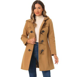 �A���O�� �P�[ ���f�B�[�X �A�E�^�[ �W���P�b�g�E�u���]�� �R�[�g ALLEGRA K Women's Hooded Toggle Button Up Duffle Coat Winter Outwear Camel �L������