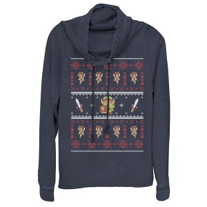 �A�j���L�����N�^�[ ���f�B�[�X �A�E�^�[ �p�[�J�[�E�X�E�F�b�g �j�b�g Licensed Character Juniors' Legend Of Zelda Pixelated Knit Collage Hoodie Navy �l�C�r�[