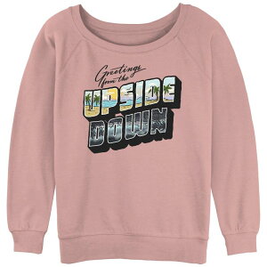 �A�j���L�����N�^�[ ���f�B�[�X �g�b�v�X T�V���c �p�C�� �_�E�� �O���t�B�b�N Licensed Character Juniors' Stranger Things Upside Down Greetingslouchy Terry Graphic Pullover Desert Pink �s���N
