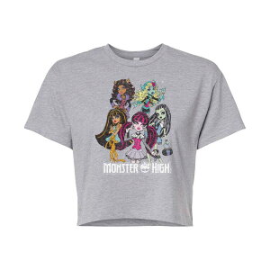 �A�j���L�����N�^�[ ���f�B�[�X �g�b�v�X T�V���c �N���b�v�h �O���t�B�b�N Licensed Character Juniors' Monster High Colorful Class Portrait Cropped Graphic Tee Gray �O���[