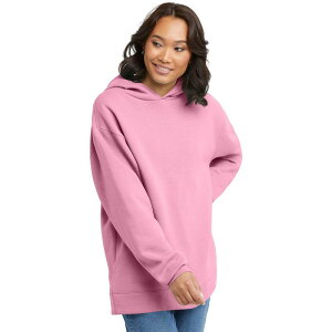 �w�C���Y ���f�B�[�X �A�E�^�[ �p�[�J�[�E�X�E�F�b�g �t���[�X Women's Hanes EcoSmart Fleece Tunic Hoodie Spirited Pink �s���N