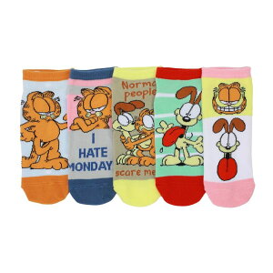 �A�j���L�����N�^�[ ���f�B�[�X �A���_�[�E�F�A �C�� �A���N�� Licensed Character Women's Garfield & Odie Ankle Socks 5-Pack Multi �}���`�J���[