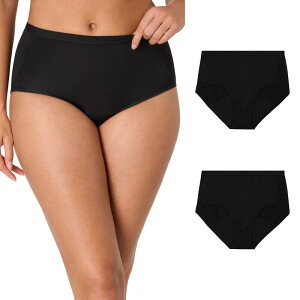 �w�C���Y ���f�B�[�X �A���_�[�E�F�A �p���c Women's Hanes 2-pk. Period Underwear Pack Ultimate Super Microfiber Period Panties - 40SMCP Black Pack �u���b�N