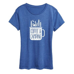 �A�j���L�����N�^�[ ���f�B�[�X �g�b�v�X T�V���c �O���t�B�b�N Licensed Character Women's Coffee And Campingraphic Tee Royal Blue �u���[