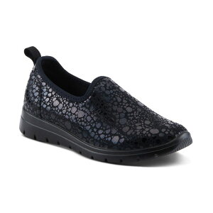 �t���N�T�X ���f�B�[�X �V���[�Y �T���_�� Flexus by Spring Step Women's Anisia-Croco Slip-on Shoes Black �u���b�N