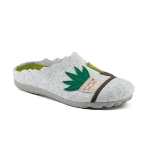 �t���N�T�X ���f�B�[�X �V���[�Y �T���_�� �E�[�� Flexus by Spring Step Women's Happycactus Wool Slippers Light Gray �O���[