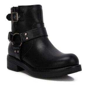 �����h�����O ���f�B�[�X �V���[�Y �u�[�c�E���C���u�[�c ���U�[ �t�F�C�N���U�[ London Rag Allux Women's Faux Leather Pin Buckle Boots Black �u���b�N