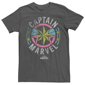 �A�j���L�����N�^�[ �����Y �g�b�v�X T�V���c �L���b�v Licensed Character Men's Captain Marvel Retro Colors Badge Tee Charcoal �`���R�[��