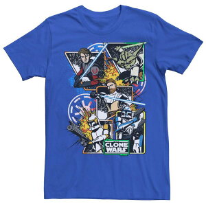 �X�^�[ �E�H�[�Y �����Y �g�b�v�X T�V���c Men'star Wars: The Clone Wars Group Shot Comic Panels Tee Royal