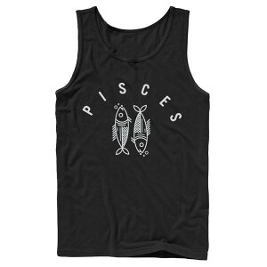 �A�j���L�����N�^�[ �����Y �g�b�v�X T�V���c Licensed Character Men's Pisces Fish White Ink Sketch Tank Top Black �u���b�N