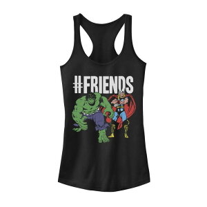�}�[�x�� ���f�B�[�X �g�b�v�X T�V���c �O���t�B�b�N Juniors' Marvel Thor & Hulk Friends Classic Retro Graphic Tank Top Black �u���b�N